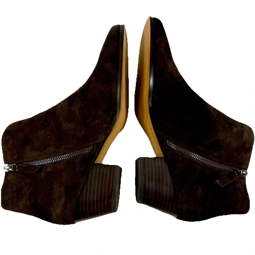 Banana Republic Everyday Ankle Boot Dark Chocolate Size 10.5 New Side Zip Suede